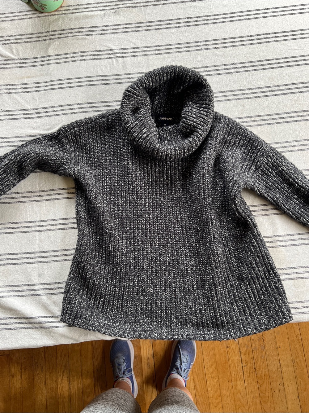 Lands' End Charcoal Marled Cowl Neck Sweater